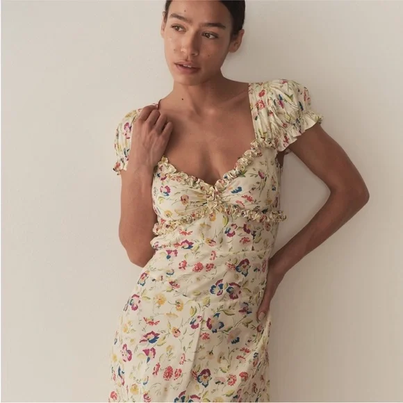 NWT Doen Valerine cream floral silk maxi dress - Picture 2 of 9